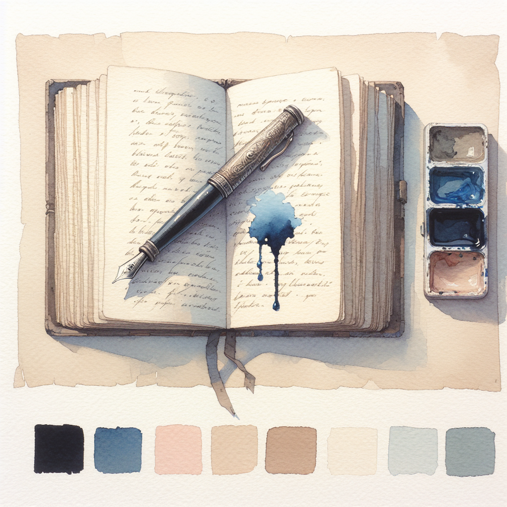 Watercolour illustration in pale paper, faded ink blue, hesitant pink, and soft moss tones for the Deep questions to ask your crush, without making it heavy too soon. pack.