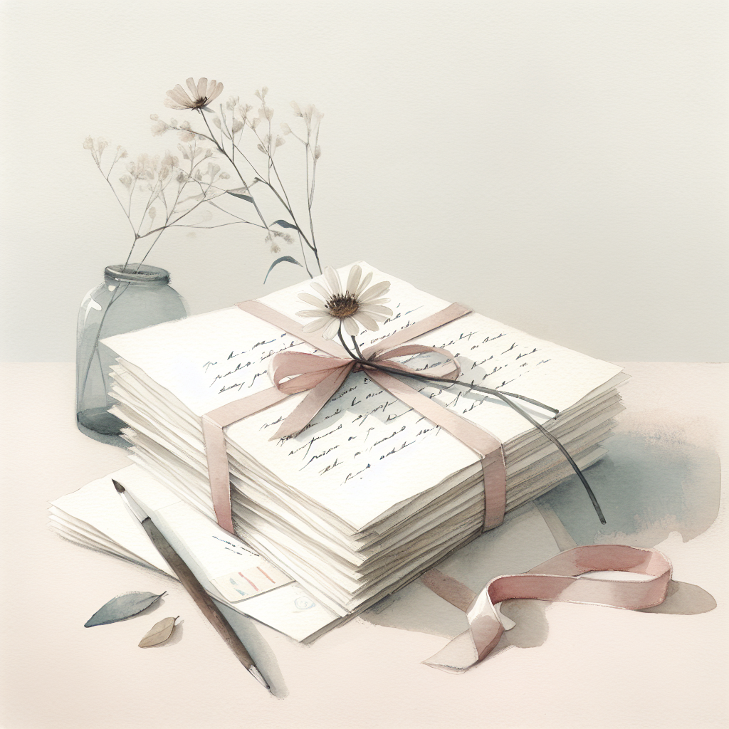 Watercolour illustration in pale paper, faded ink blue, hesitant pink, and soft moss tones for the Questions to ask your crush to actually know them. pack.